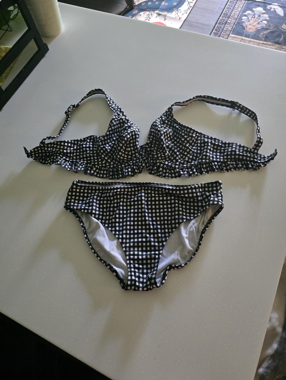 Freya Black and White Striped Bikini Top with Label